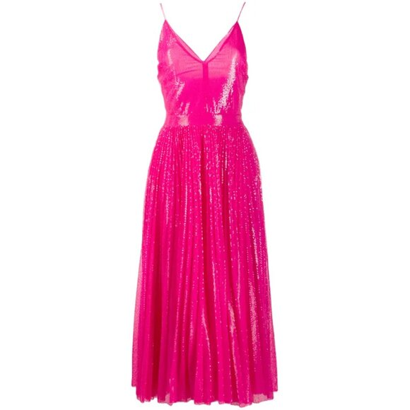 MSGM Pink Sequin Pleated Midi Dress size 38 (US 6) - Picture 2 of 7
